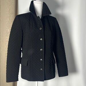 Black Quilted Puffer Jacket with High Collar